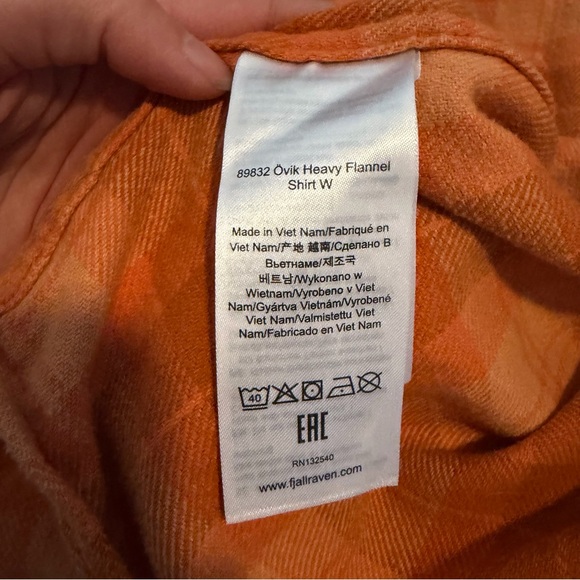 Fjall Raven Ovik Heavy Flannel Shirt Orange Plaid Womens Medium Comfortable Fit - Picture 5 of 6